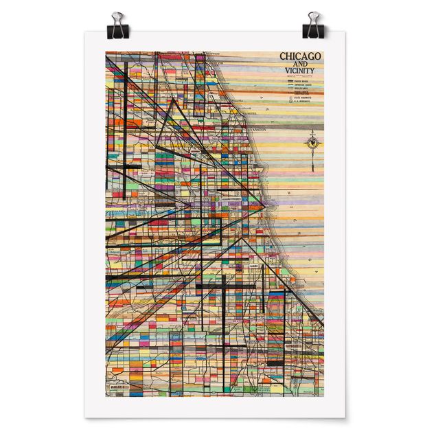 Poster bestellen Moderne Karte von Chicago