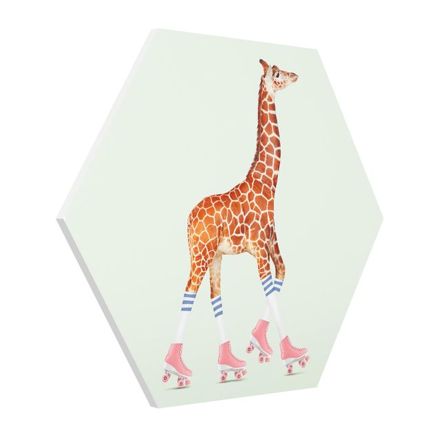 Hexagon Bild Forex - Jonas Loose - Giraffe mit Rollschuhen