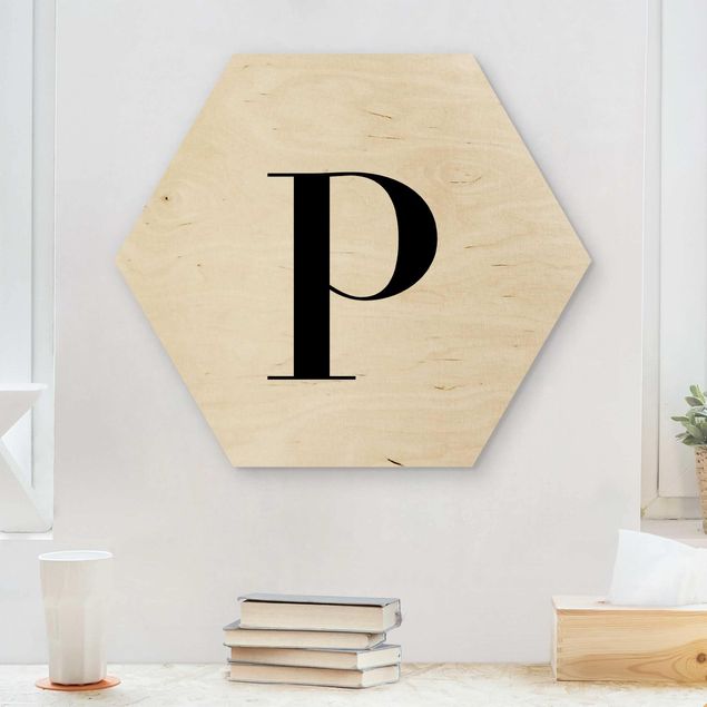 Holzbilder Buchstabe Serif Weiß P