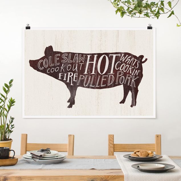 XXL Poster Bauernhof BBQ - Schwein