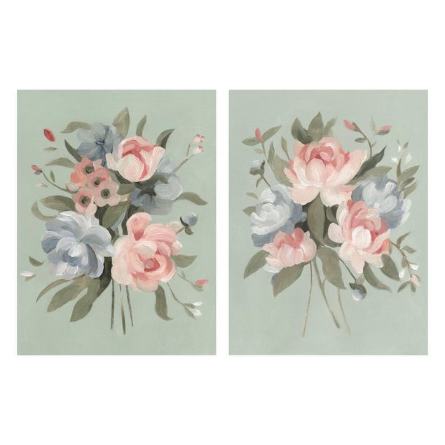 Leinwandbild 2-teilig - Bouquet in Pastell Set I - Hoch 4:3