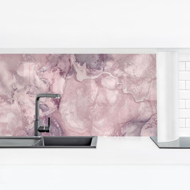 Spritzschutz Küche ohne bohren Farbexperimente Marmor Violett
