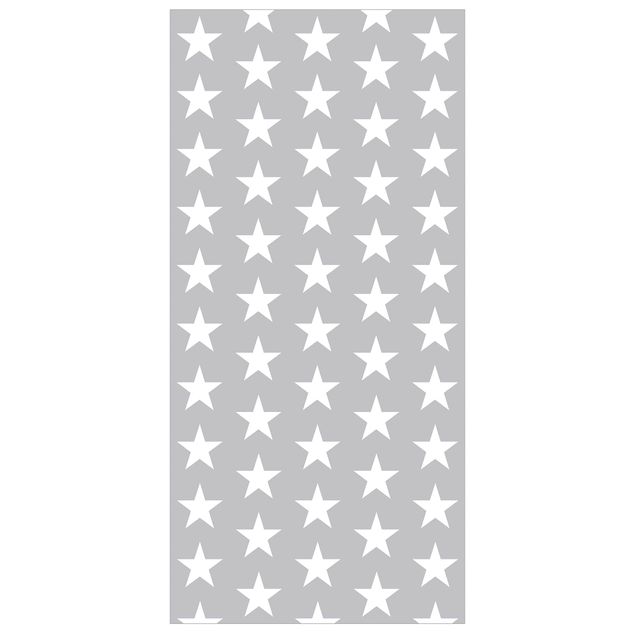 Raumteiler - Weiße Sterne auf grauen Hintergrund 250x120cm