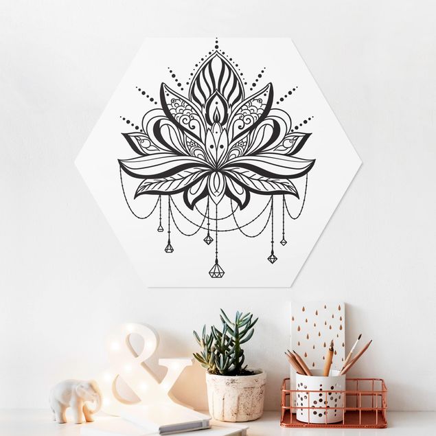 Hexagon-Bilder Lotus mit Ketten