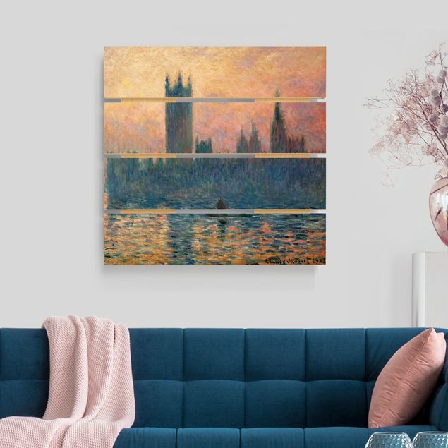 Holzbilder Syklines Claude Monet - London Sonnenuntergang