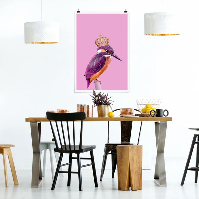 Moderne Poster Rosa Eisvogel mit Krone