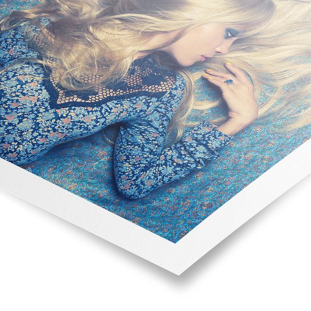 Poster - Hippiegirl in Blue - Quadrat 1:1