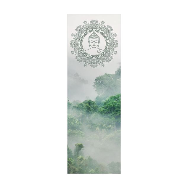 Vinyl-Teppich - Buddha Mandala im Nebel - Panorama Hoch 1:3