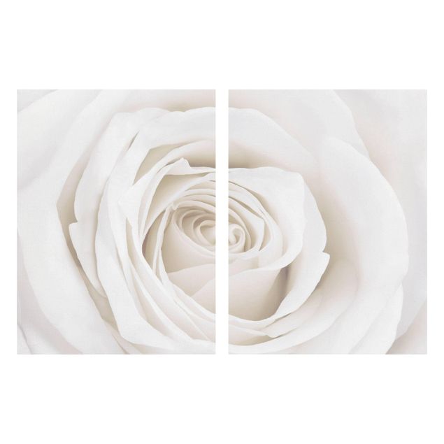 Leinwandbild 2-teilig - Pretty White Rose - Hoch 3:4