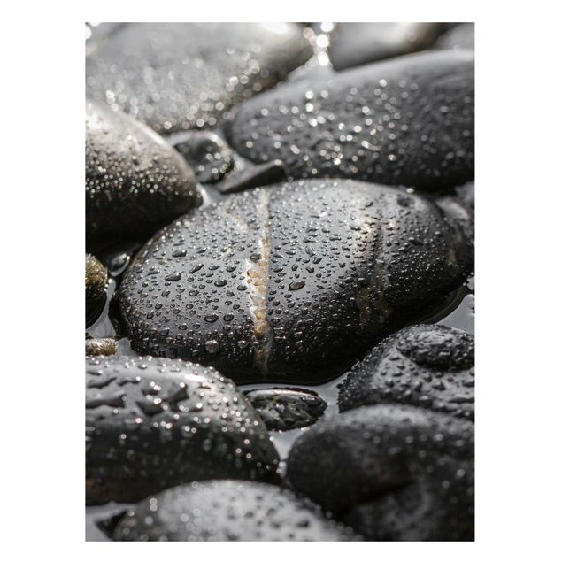 Magnettafel - Schwarze Steine im Wasser - Memoboard Hochformat 4:3