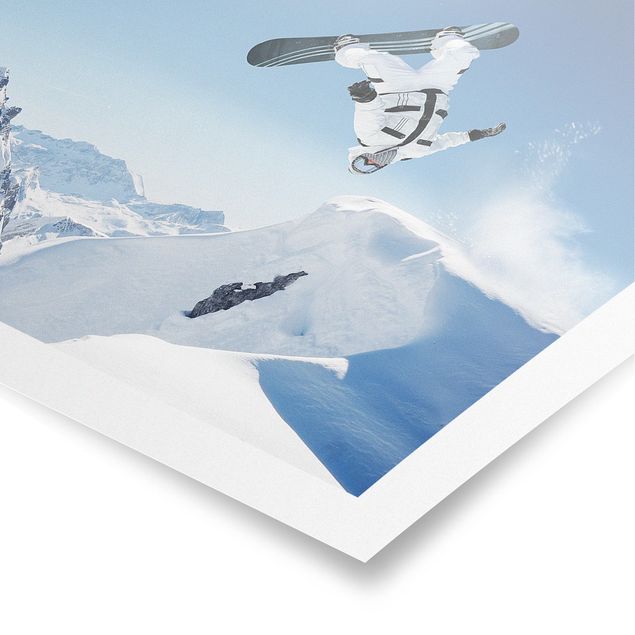 Poster - Fliegender Snowboarder - Querformat 2:3