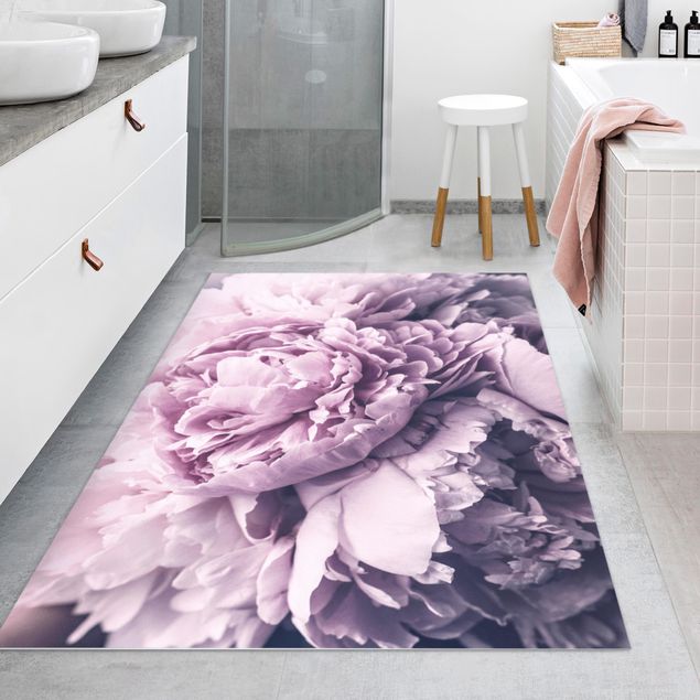 Moderne Teppiche Lila Pfingstrosenblüten