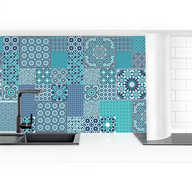 Küchenrückwand selbstklebend Marokkanische Mosaikfliesen türkis blau