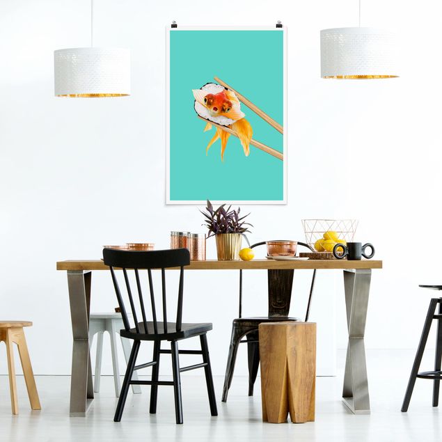 Tiere Poster Sushi mit Goldfisch