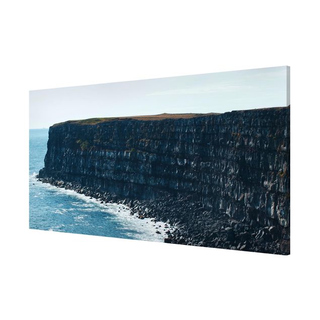 Magnettafel - Felsige Klippen auf Island - Panorama Querformat
