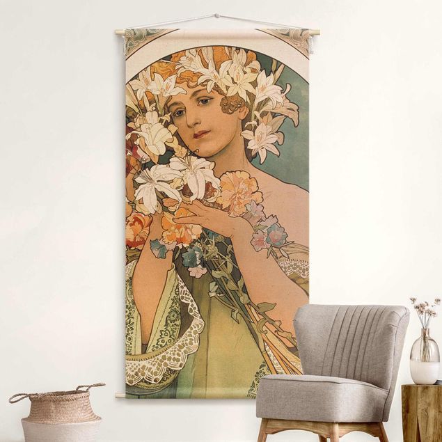 Wandbehang groß Alfons Mucha - Blume