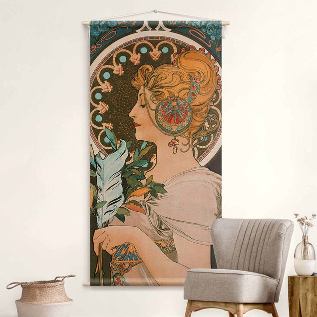 Wandbehang groß Alfons Mucha - Die Feder