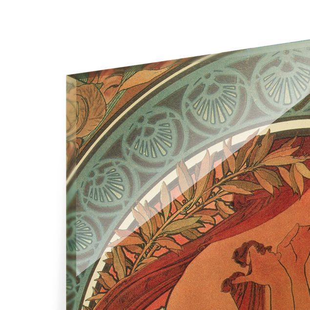 Glasbild - Alfons Mucha - Vier Künste - Die Poesie - Panel