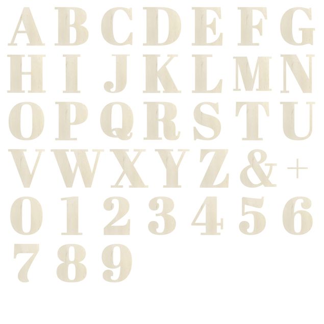 Wanddeko Holzbuchstabe in Größe M - XXL - Alphabet Serifen