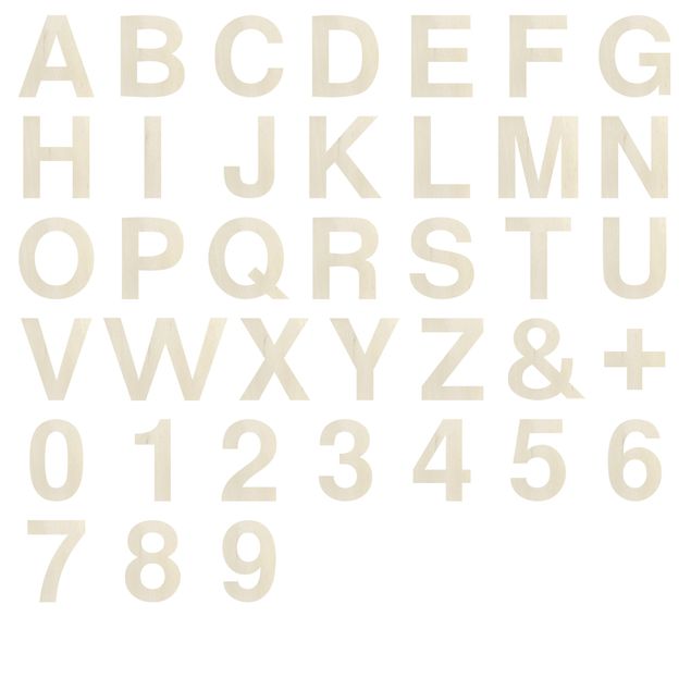 Wanddeko Holzbuchstabe in Größe M - XXL - Alphabet Serifenlos
