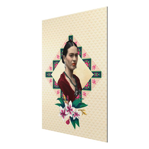 Foto auf Alu Dibond Frida Kahlo - Blumen und Geometrie