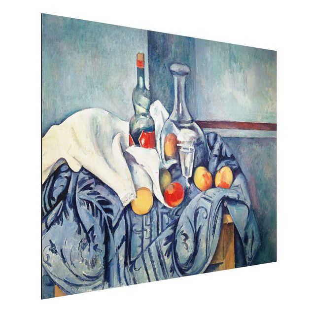Alu-Dibond Bild - Paul Cézanne - Stillleben mit Pfirsichen und Flaschen