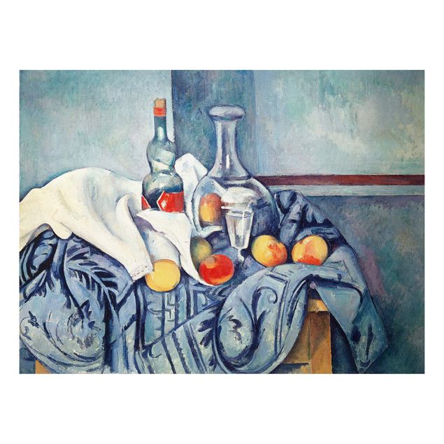 Alu-Dibond Bild - Paul Cézanne - Stillleben mit Pfirsichen und Flaschen