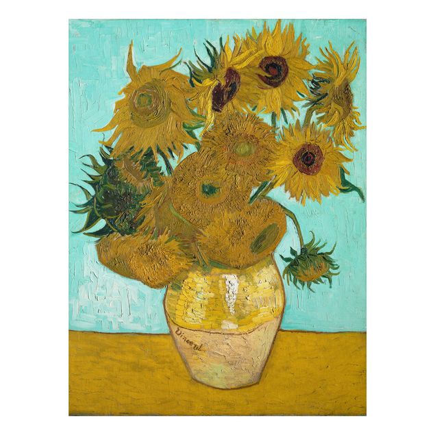 Alu-Dibond Bild - Vincent van Gogh - Vase mit Sonnenblumen