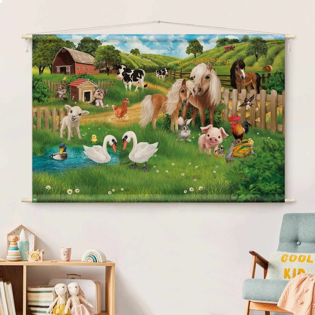 Moderne Wandteppiche Animal Club International - Tiere auf dem Bauernhof