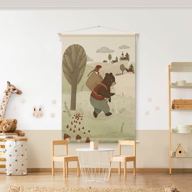 Wandtücher Anna Lunak Illustration -Mascha und der Bär