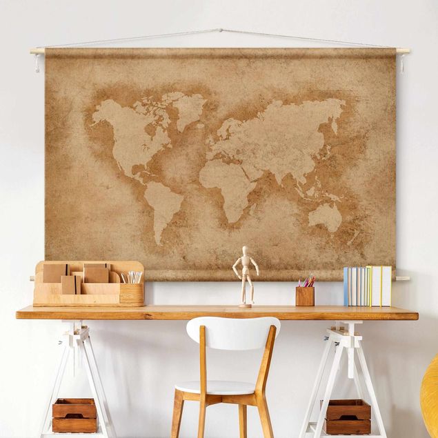 Wandbehang modern Antike Weltkarte