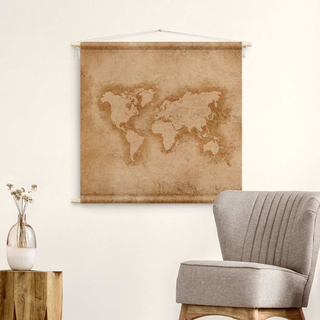 Wandteppich groß Antike Weltkarte