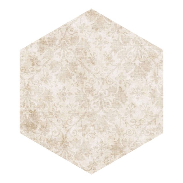 Hexagon Mustertapete selbstklebend - Antiker Damast