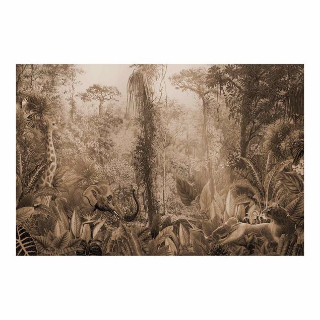 Fototapete - Antiker Dschungel Sepia