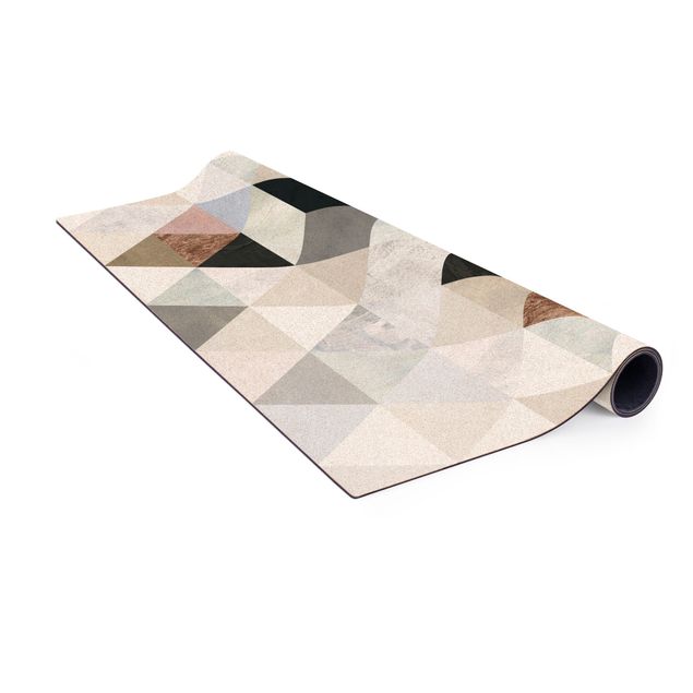 Teppiche groß Aquarell-Mosaik mit Dreiecken I