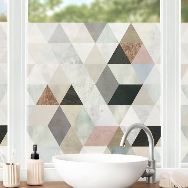 Fensterfolie bunt Aquarell-Mosaik mit Dreiecken I