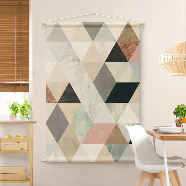Wandbehang Aquarell-Mosaik mit Dreiecken I