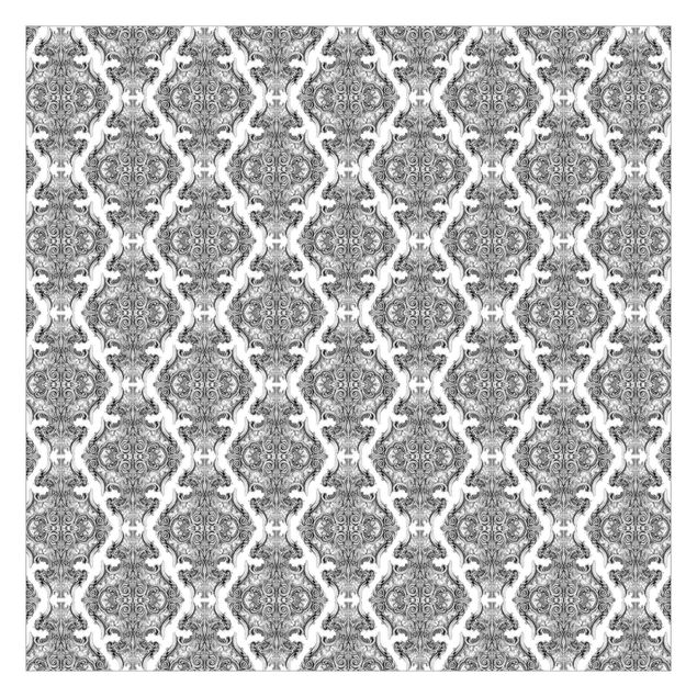 Fototapete - Aquarell Barock Muster in Grau