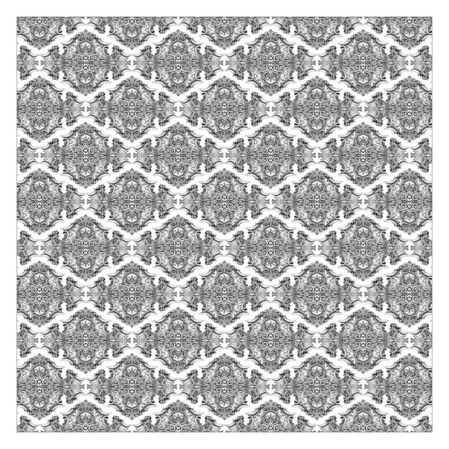 Fototapete - Aquarell Barock Muster mit Ornamenten in Grau