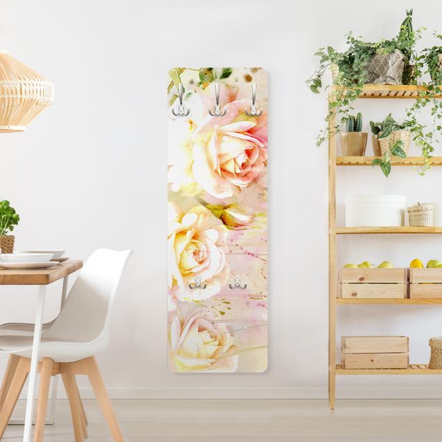 Garderobe mit Motiv Aquarell Blumen Rosen