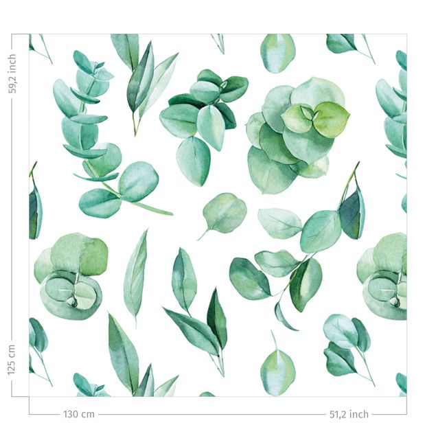 Vorhang Verdunkelung Aquarell Eukalyptuszweige und Blätter Muster