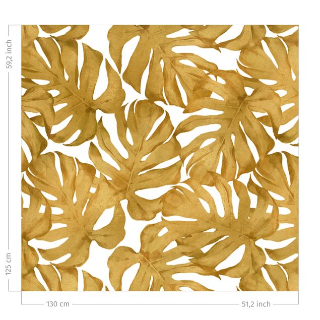 Verdunkelungsvorhänge Aquarell Monstera Blätter in Gold