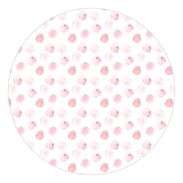 Runde Tapete selbstklebend - Aquarell Punkte Rosa