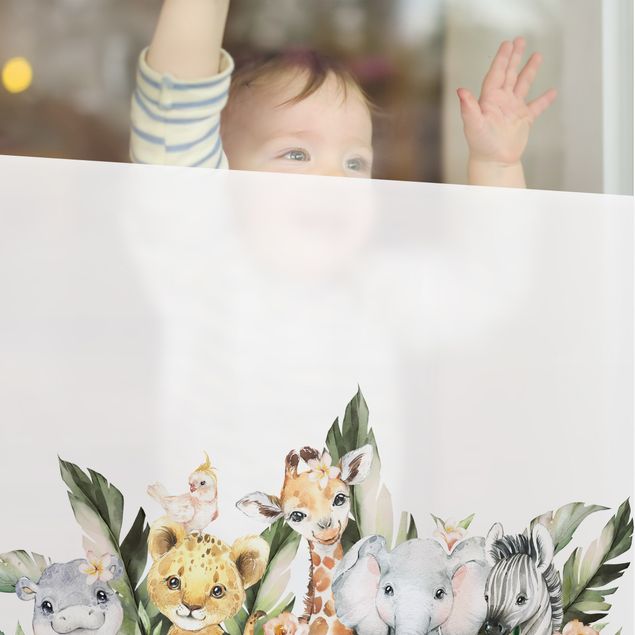 Fensterfolie - Sichtschutz - Aquarell Safari Babys - Fensterbilder
