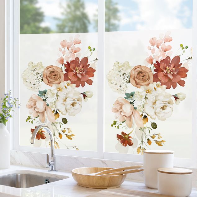 bunte Fensterfolie Aquarell Wildblumen