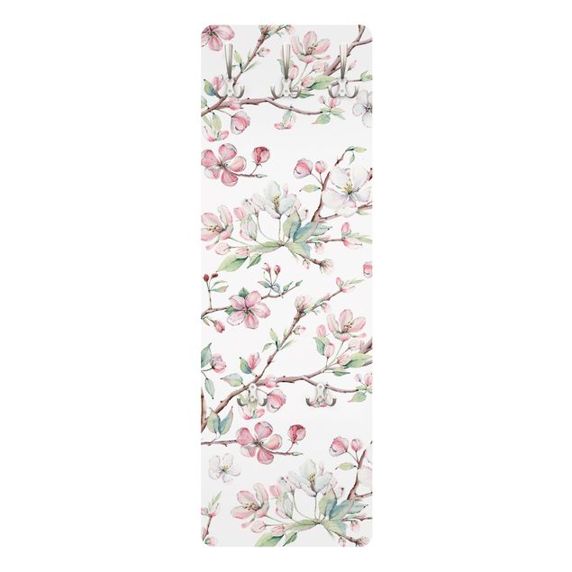 Garderobe - Aquarell Zweige von Apfelblüten in Rosa und Weiß