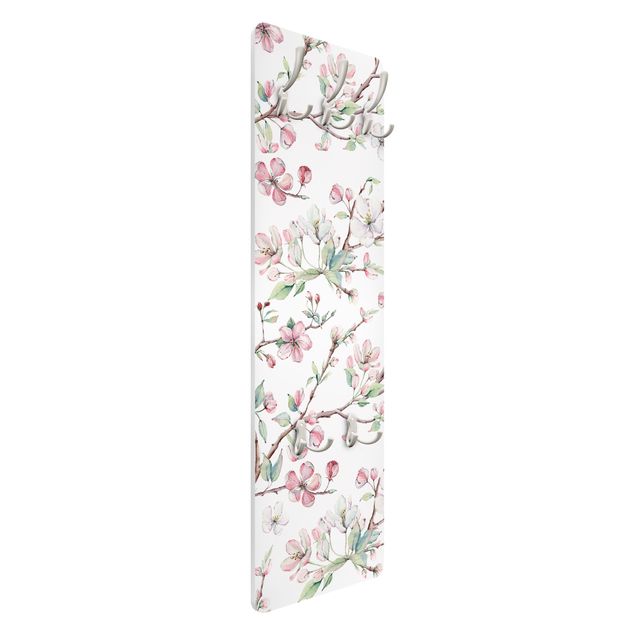 Garderobe - Aquarell Zweige von Apfelblüten in Rosa und Weiß