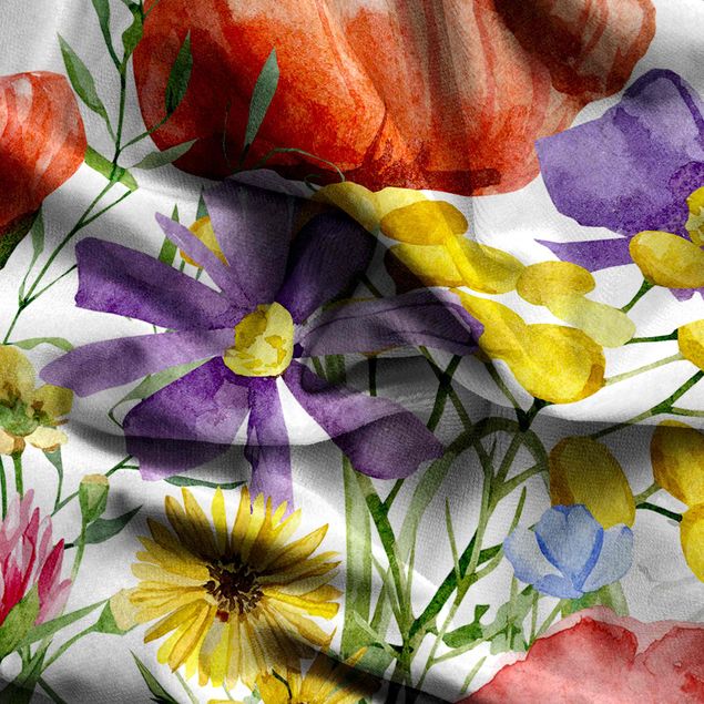 Vorhang blickdicht Aquarellierte Blumen