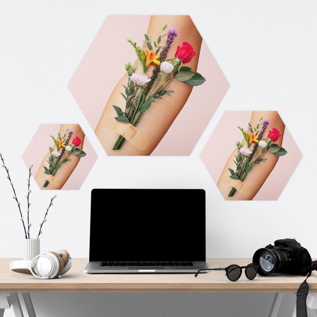 Hexagon Bild Forex - Arm mit Blumen