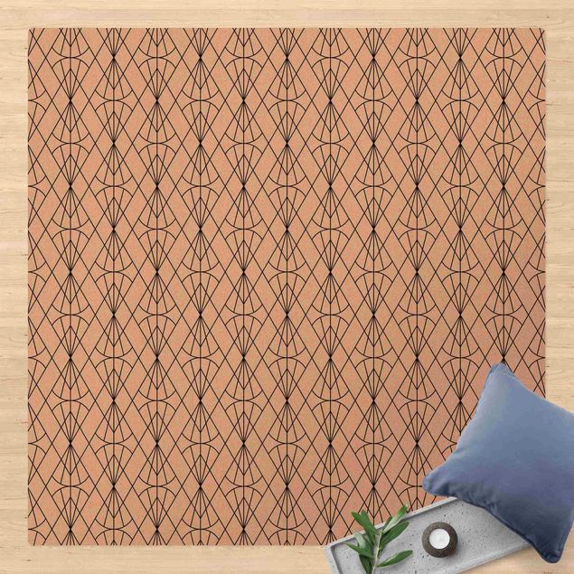 Moderner Teppich Art Deco Diamant Muster in Schwarz XXL